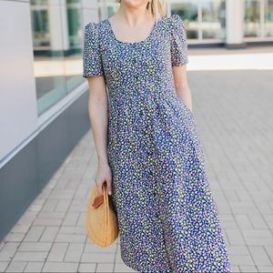 Draper James button front floral cotton midi dress
